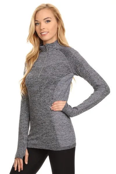 Mock Neck Half Zip Active Pullover Top