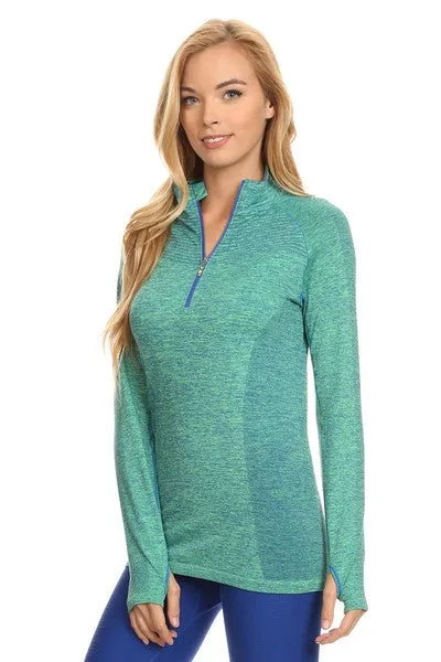 Mock Neck Half Zip Active Pullover Top