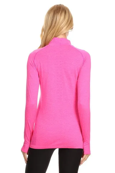 Mock Neck Half Zip Active Pullover Top