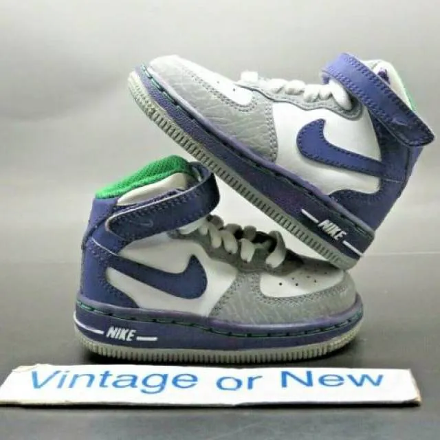 Nike air force 1 mid white purple green 2010 td toddler 314197-100 sz 4c