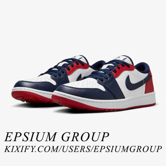 Nike air jordan 1 low golf (usa/ white/ obsidian/ varsity red) men us 8-13 dd9315-113