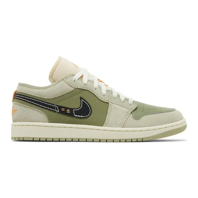 Nike air jordan 1 low se craft (light olive/ sky j light olive/ black/ celadon/ bright mandarin/ coc