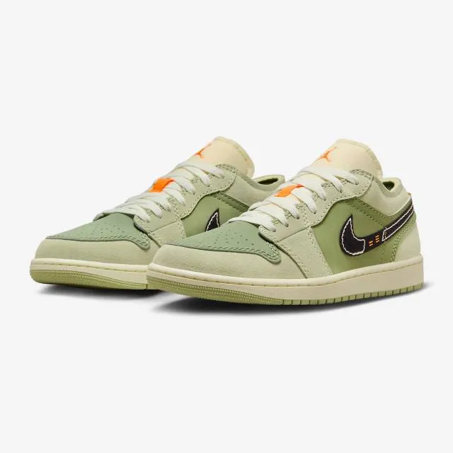 Nike air jordan 1 low se craft (light olive/ sky j light olive/ black/ celadon/ bright mandarin/ coc