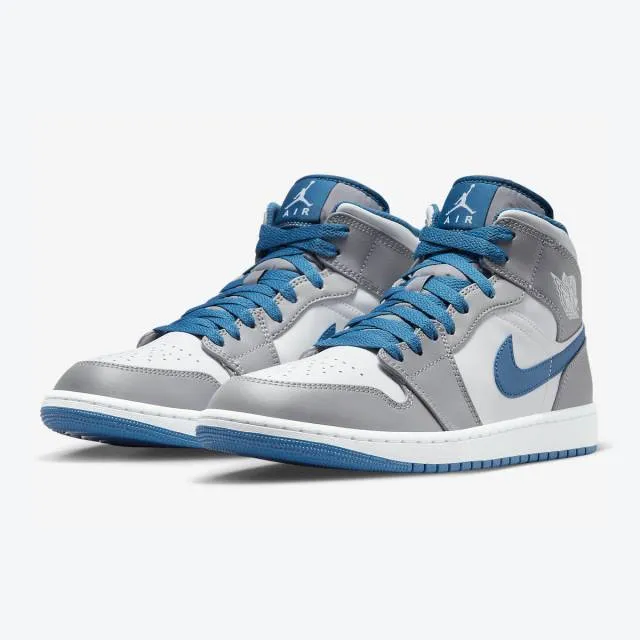 Nike air jordan 1 mid (cement true blue/ cement grey/ white/ true blue) men us 8-13 dq8426-014