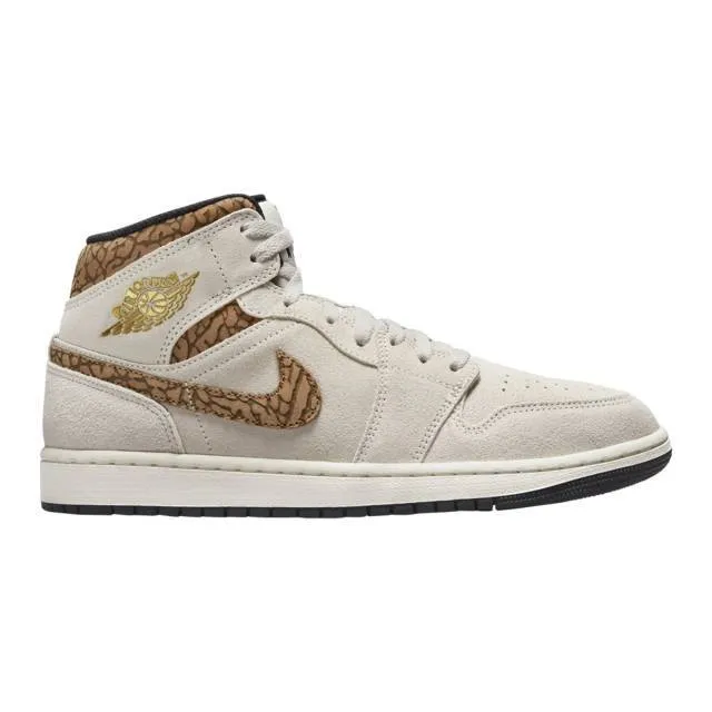 Nike air jordan 1 mid se (brown elephant/ light orewood brown/ metallic gold/ white/ light british t