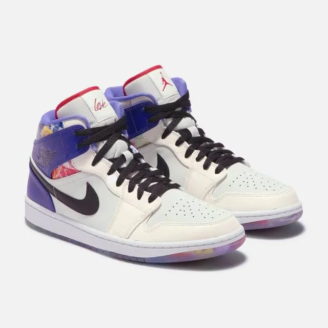 Nike air jordan 1 mid se (valentine's day flowers/ sail/ black/ white) men us 8-13 fd4330-101