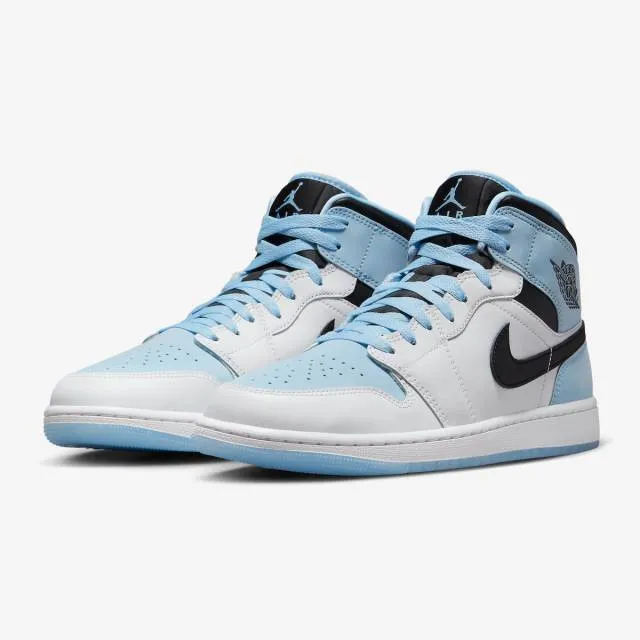 Nike air jordan 1 mid se (white ice blue/ white/ ice blue/ black) men us 8-13 dv1308-104