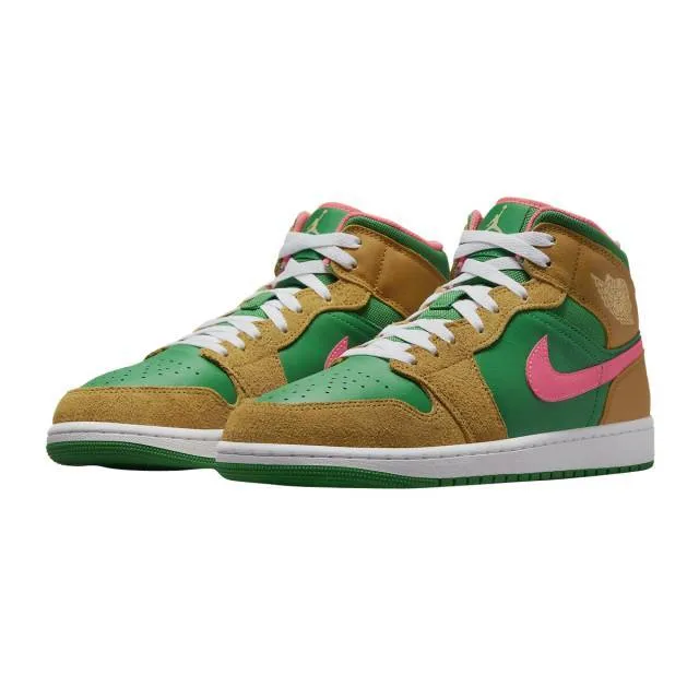 Nike air jordan 1 mid (wheat watermelon/ wheat/ lucky green/ watermelon white) men us 8-13 dx4332-700