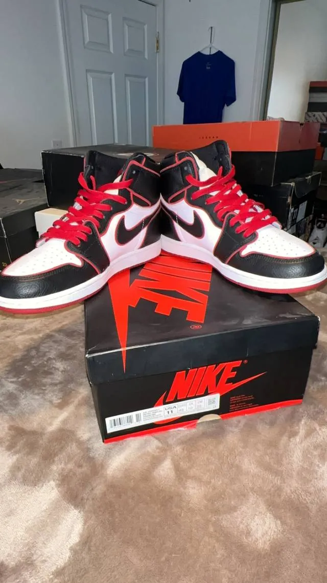 Nike air jordan 1 retro high og (gym red/ red/ black/ white/ sail gym red) men us 11 555088-062