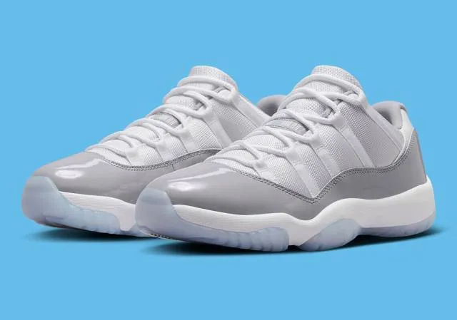 Nike air jordan 11 low cement grey white university blue