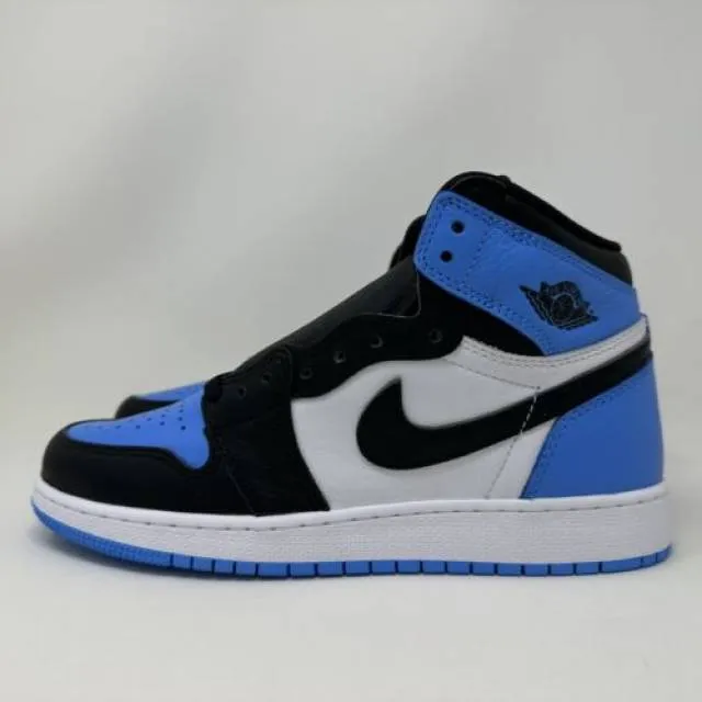 Nike air jordan retro i 1 high og gs unc toe blu grade school size 7y fd1437-400