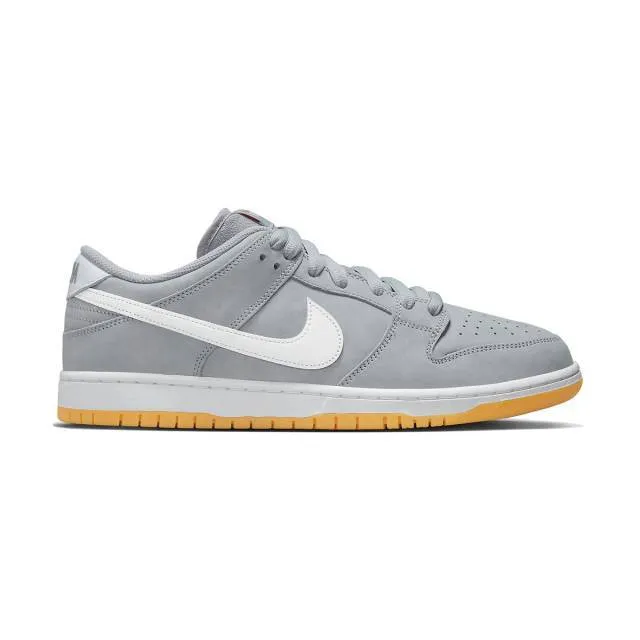 Nike dunk low pro iso sb (wolf grey gum/ white/ gum light brown/ pure platinum/ safety orange) men u