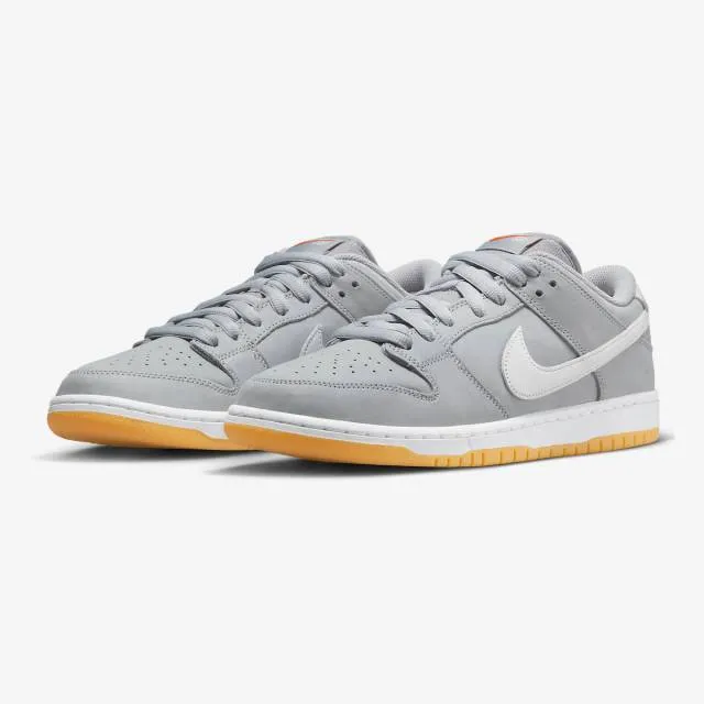 Nike dunk low pro iso sb (wolf grey gum/ white/ gum light brown/ pure platinum/ safety orange) men u