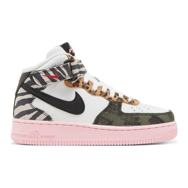 Nike women's air force 1 mid (tunnel walk/ multicolor/ white/ medium soft pink/ university red/ blac