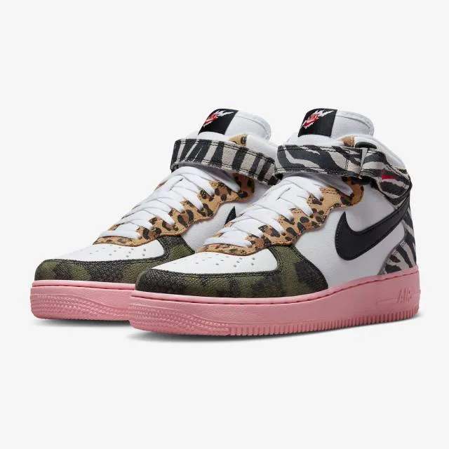 Nike women's air force 1 mid (tunnel walk/ multicolor/ white/ medium soft pink/ university red/ blac