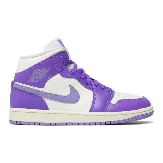 Nike women's air jordan 1 mid (action grape/ purple/ sail/ sky j light purple) sizes 5-12 bq6472-504