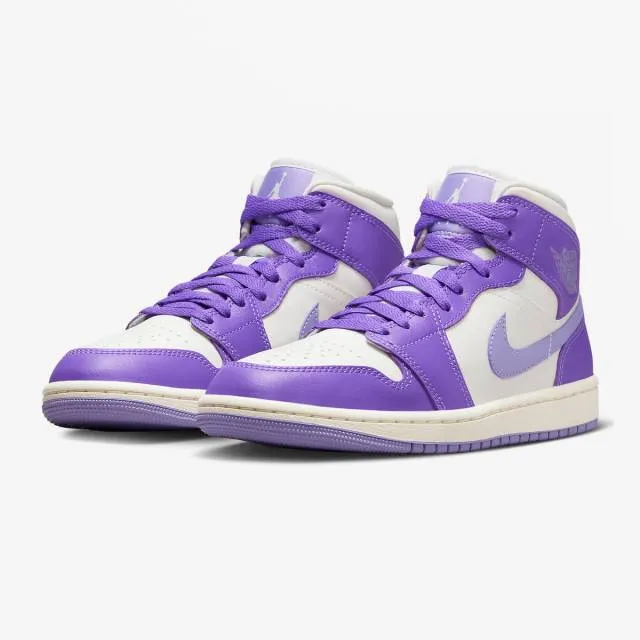 Nike women's air jordan 1 mid (action grape/ purple/ sail/ sky j light purple) sizes 5-12 bq6472-504