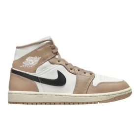 Nike women's air jordan 1 mid (desert/ sail/ desert/ black) sizes 5-12 bq6472-103