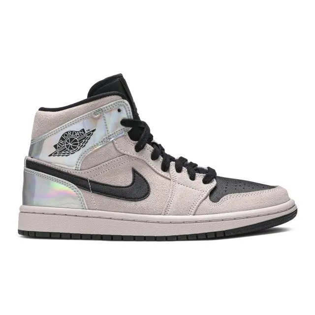 Nike women's air jordan 1 mid (iridescent/ pink/ barely rose/ black/ multi) sizes 6-10 bq6472-602