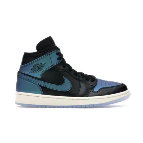 Nike women's air jordan 1 mid (metallic turquoise/ teal/ black/ pale ivory/ multi-color/ white) size