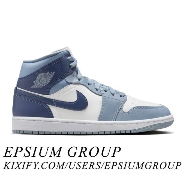 Nike women's air jordan 1 mid (sail diffused blue/ sail/ diffused blue/ blue grey) sizes 5-12 bq6472-140