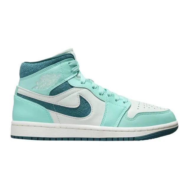 Nike women's air jordan 1 mid se (bleached turquoise/ blue/ bleached turquoise/ barely green/ sail/