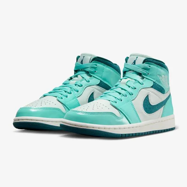 Nike women's air jordan 1 mid se (bleached turquoise/ blue/ bleached turquoise/ barely green/ sail/