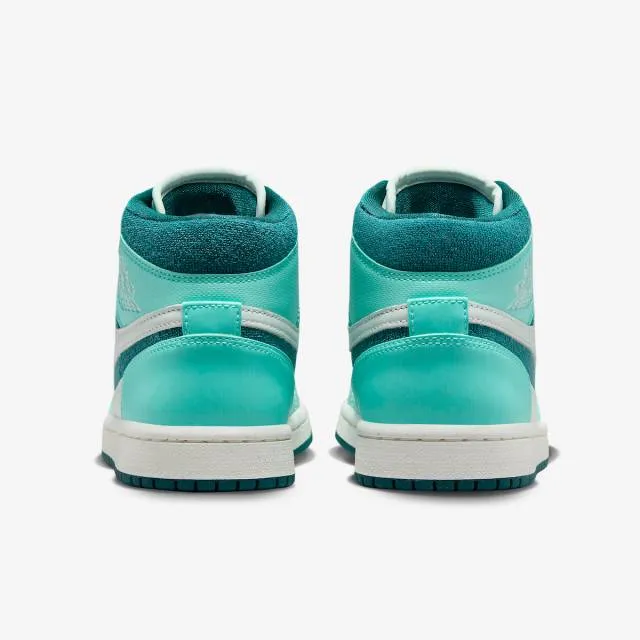 Nike women's air jordan 1 mid se (bleached turquoise/ blue/ bleached turquoise/ barely green/ sail/