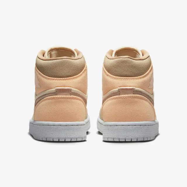 Nike women's air jordan 1 mid se (muslin canvas/ tan brown/ muslin/ celestial gold/ sail/ desert) si