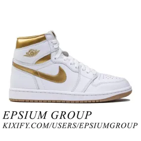 Nike women's air jordan 1 retro high og (metallic gold/ white/ metallic gold/ gum light brown) sizes 5-12 fd2596-107