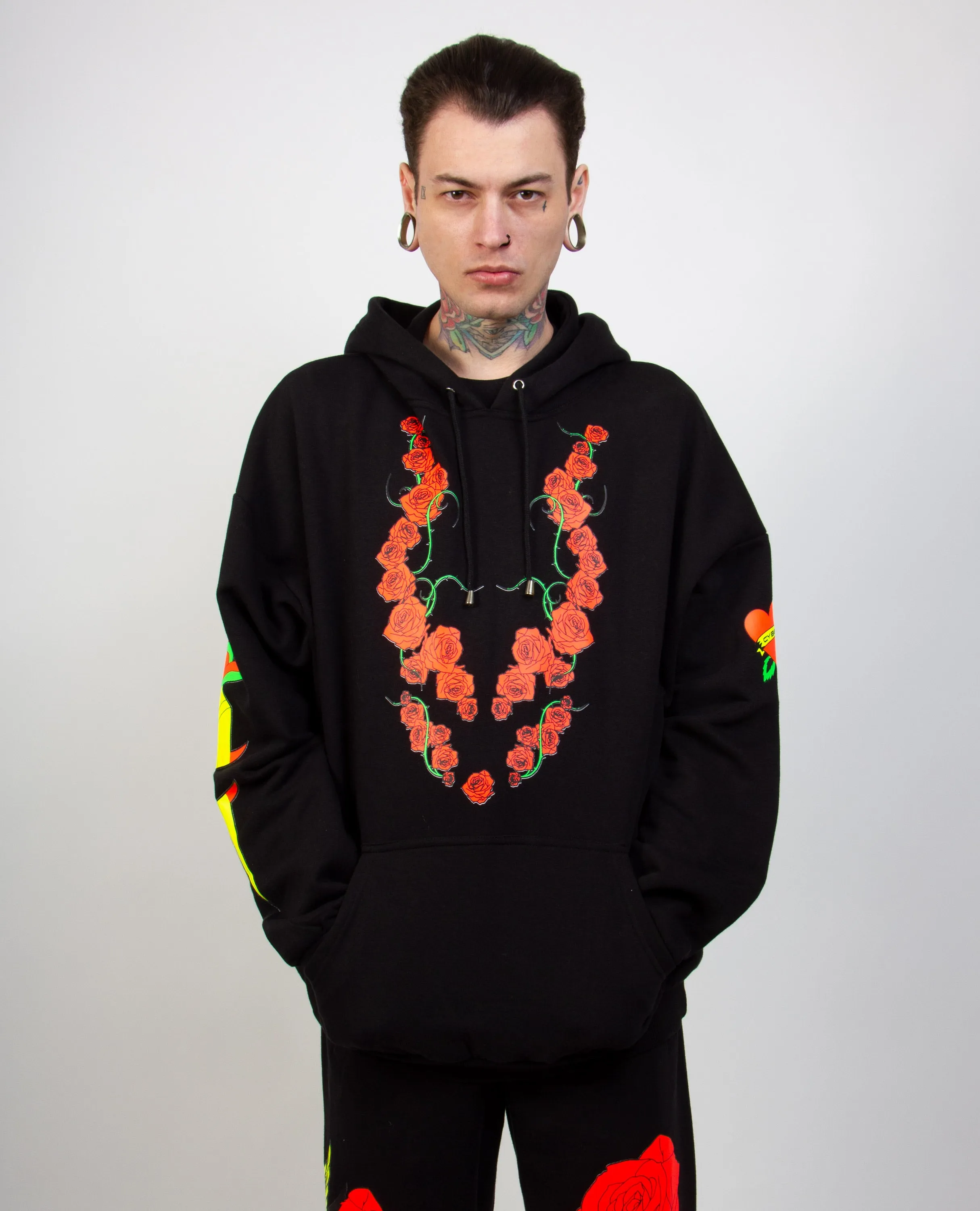 OVERSIZE TATTOO ROSE HOODIE