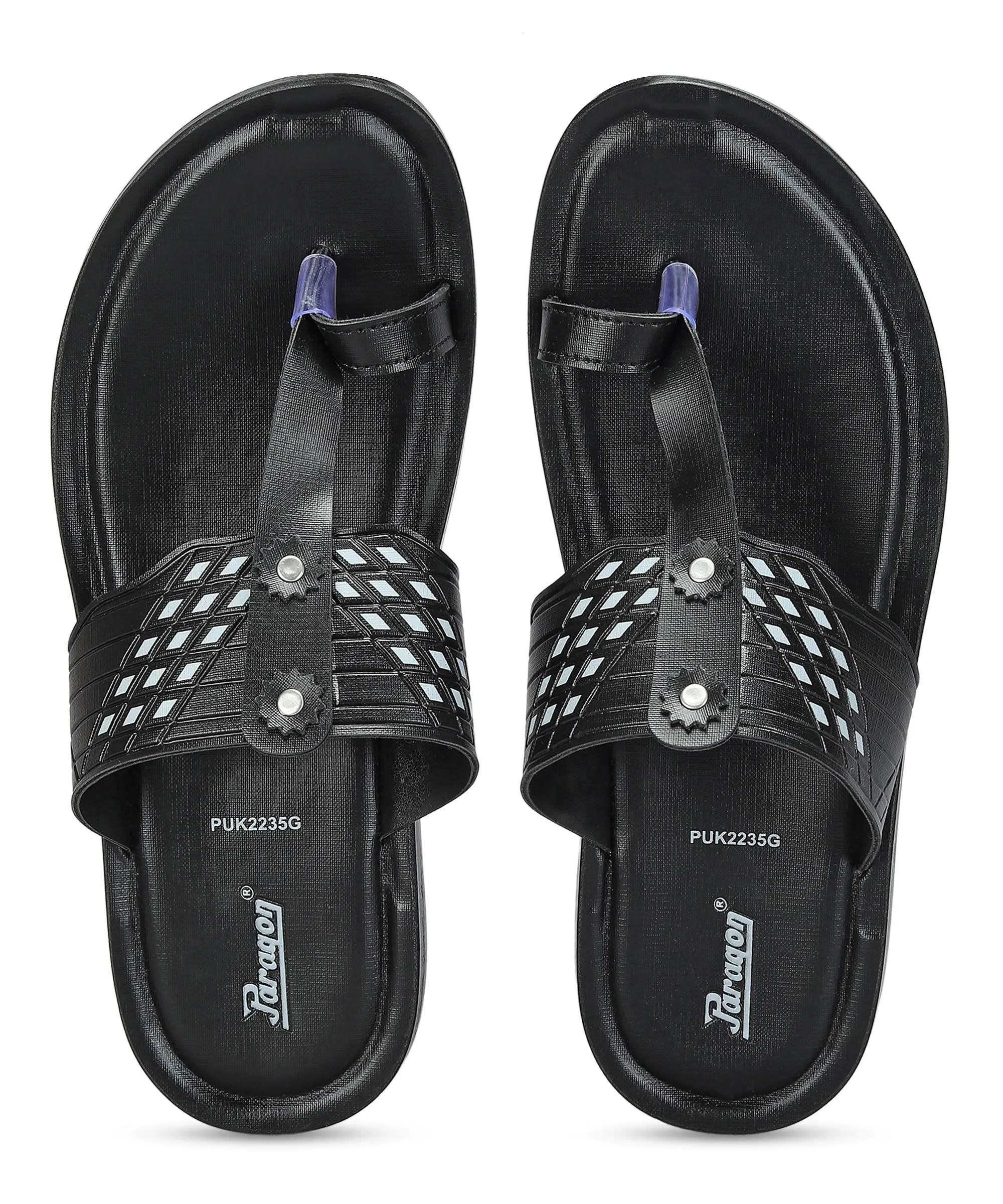 Paragon Men's Slip-on Black Sandals for Men | Comfortable Sole & Durable