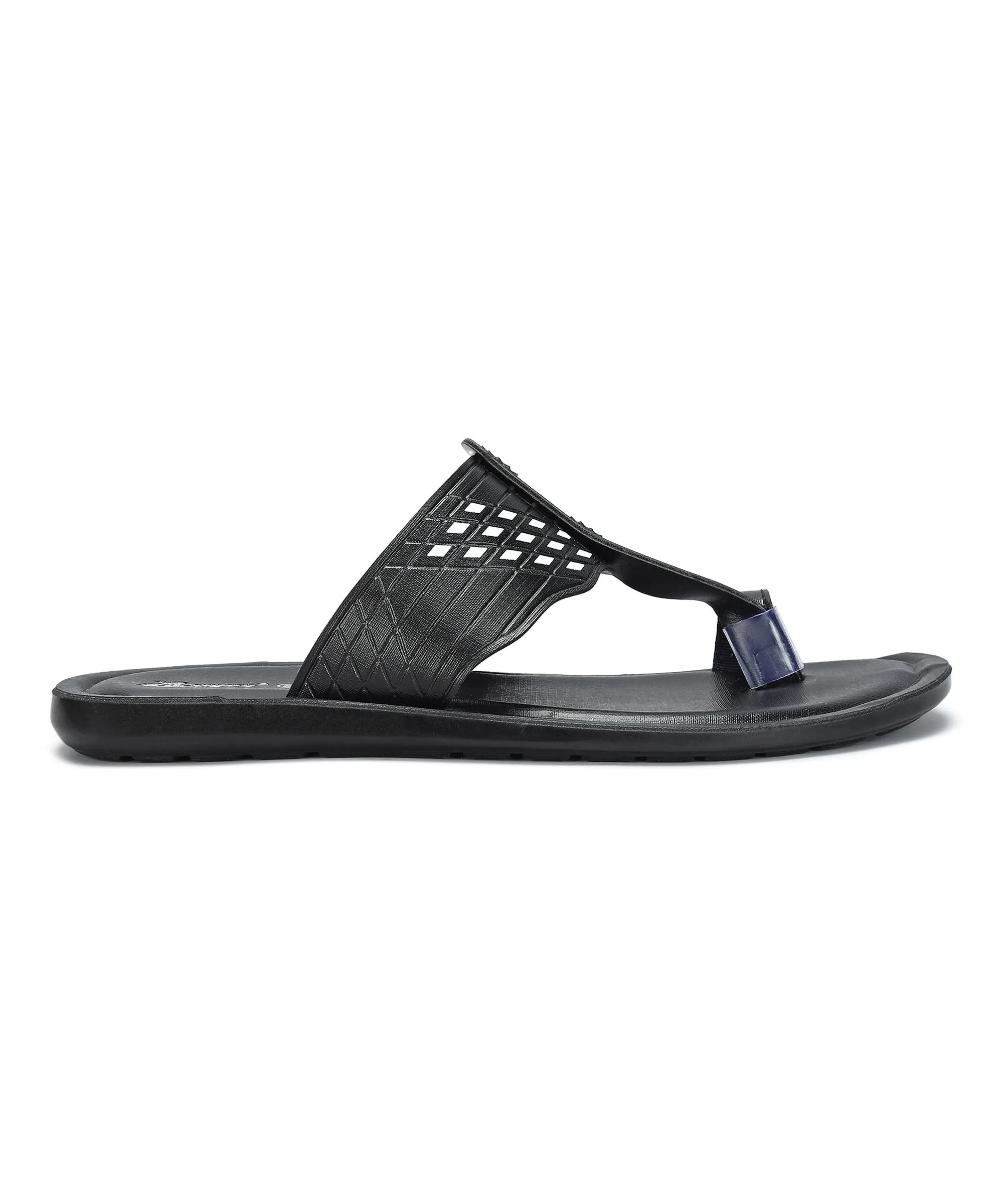 Paragon Men's Slip-on Black Sandals for Men | Comfortable Sole & Durable