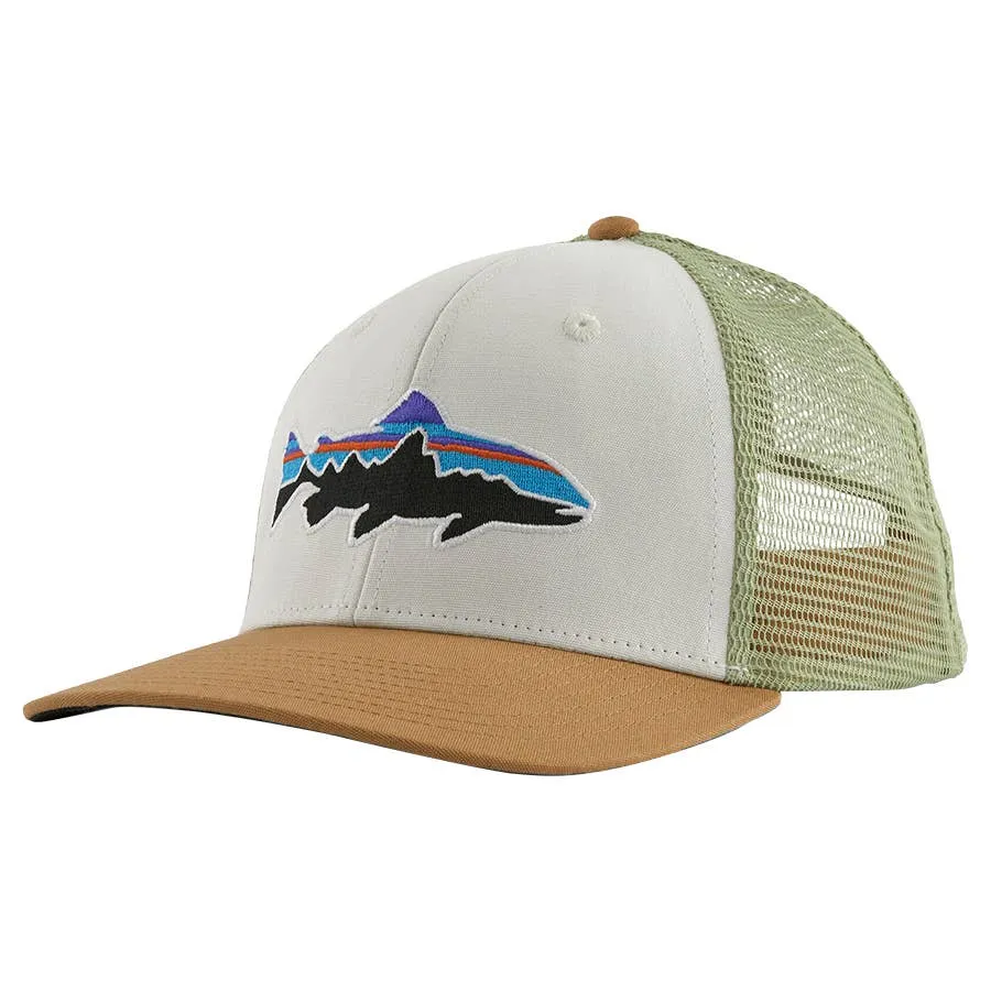 Patagonia Men's Fitz Roy Trout Trucker Hat - White/Classic Tan - One Size Fits All