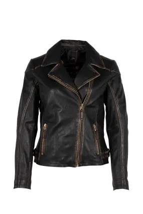 Peggie Leather Jacket - Black Beige