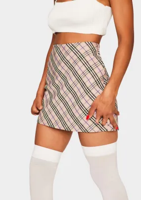 Pink Plaid Mini Skirt-