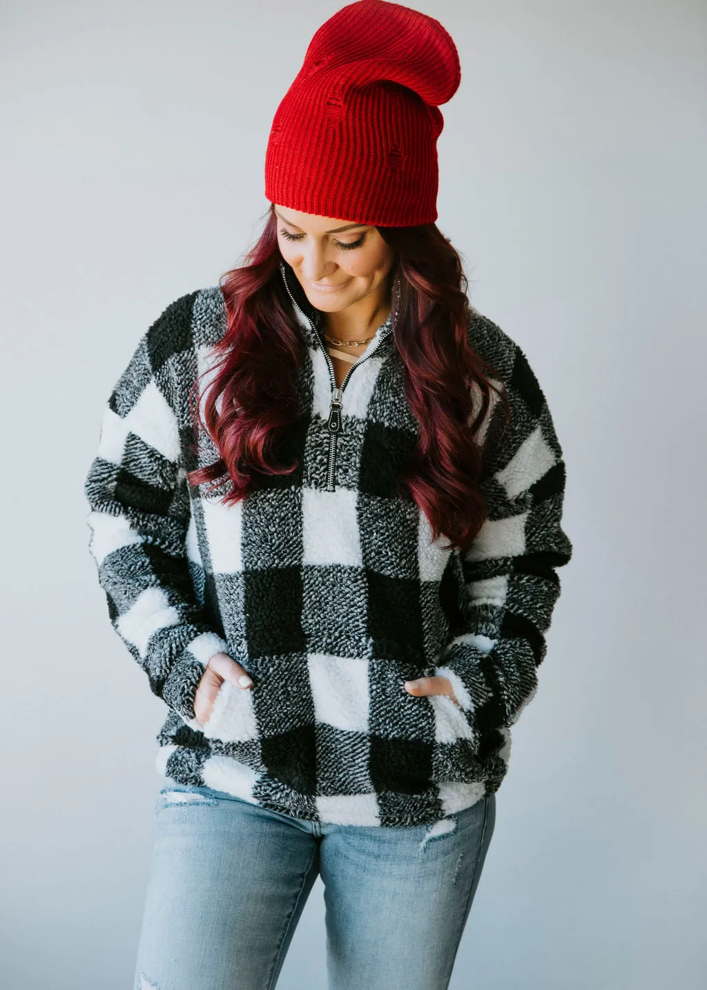 Plaid Fad Sherpa Pullover FINAL SALE