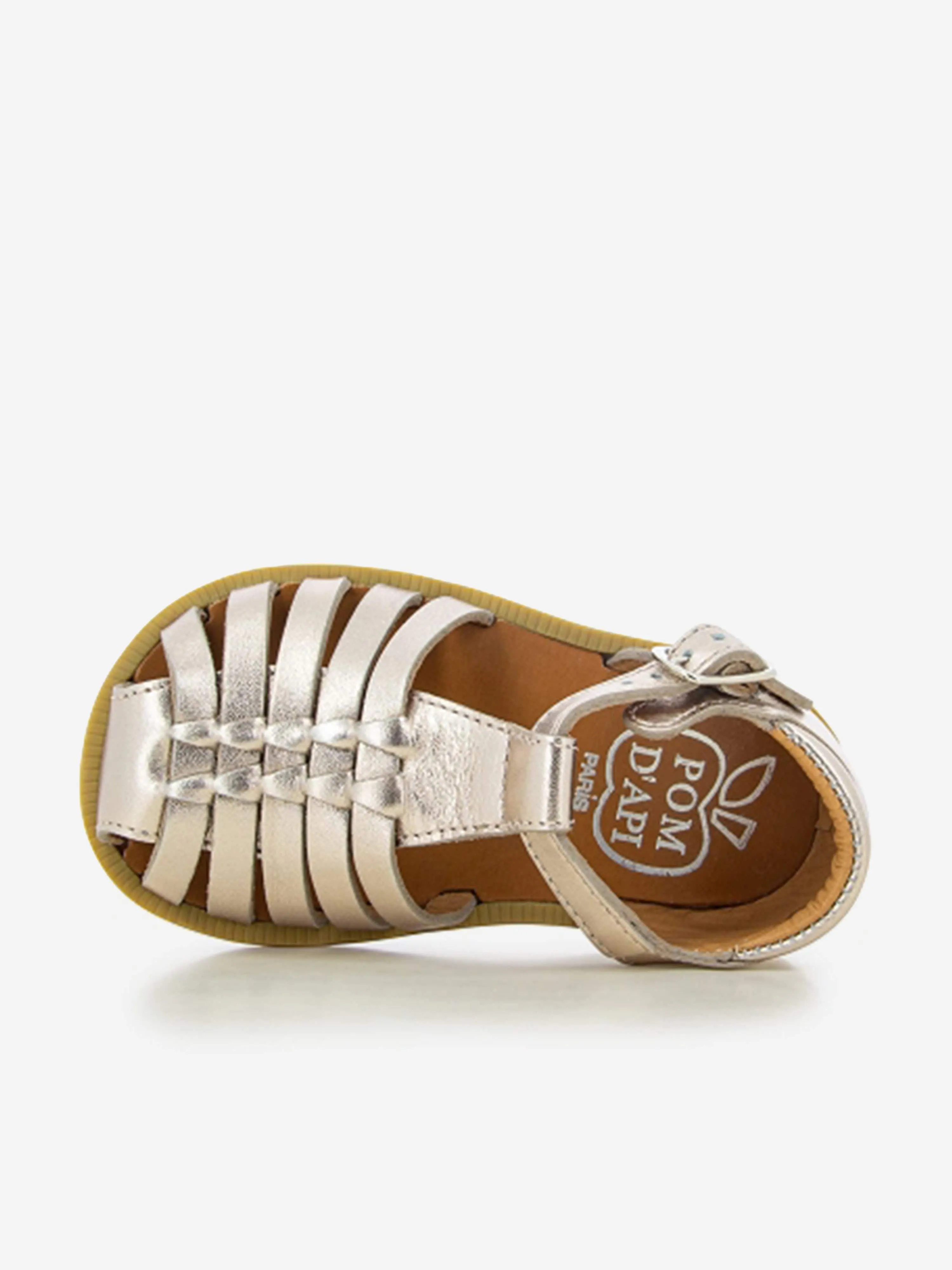 Pom D'Api Girls Leather Poppy Pitti Sandals in Gold