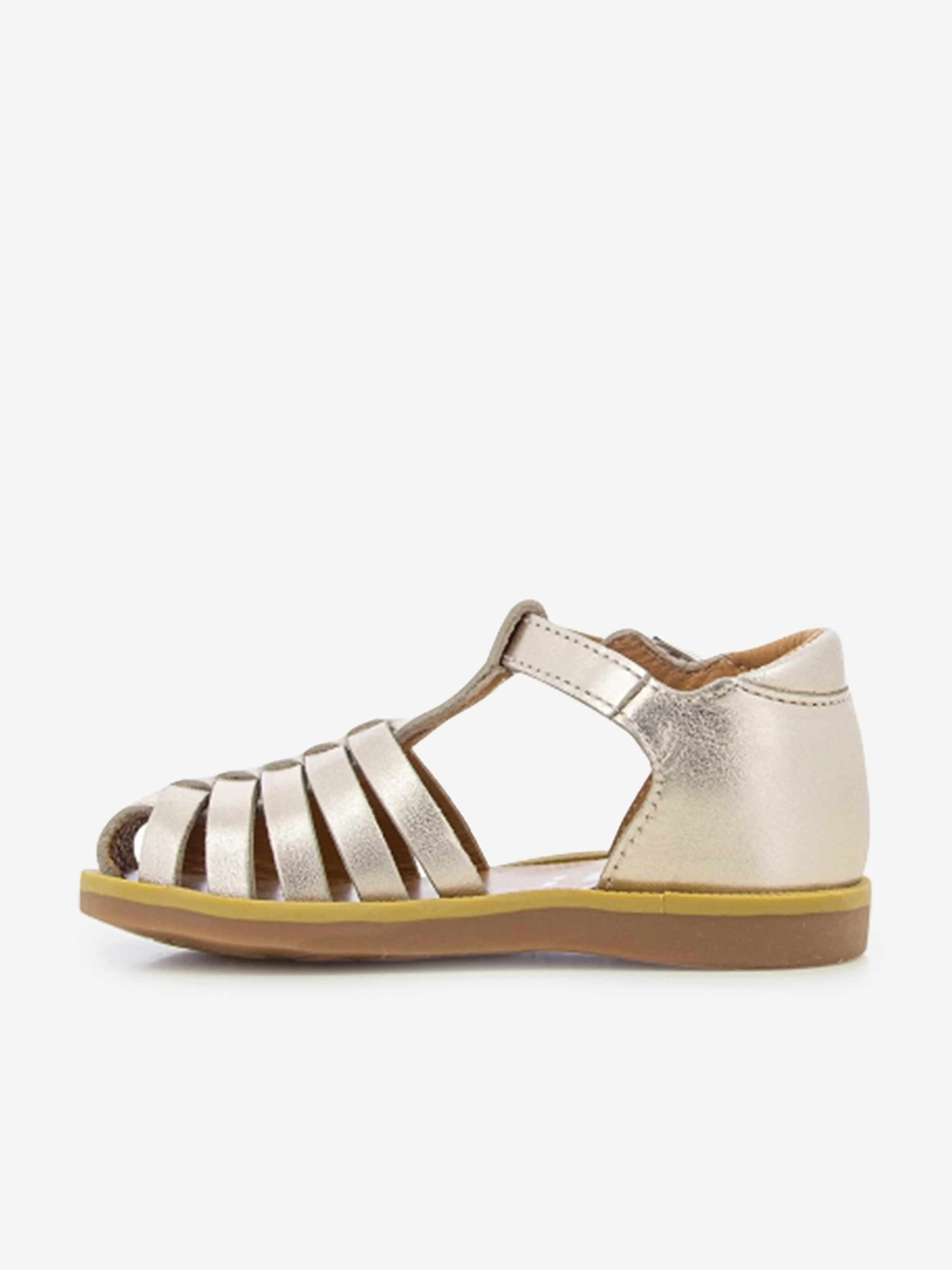 Pom D'Api Girls Leather Poppy Pitti Sandals in Gold