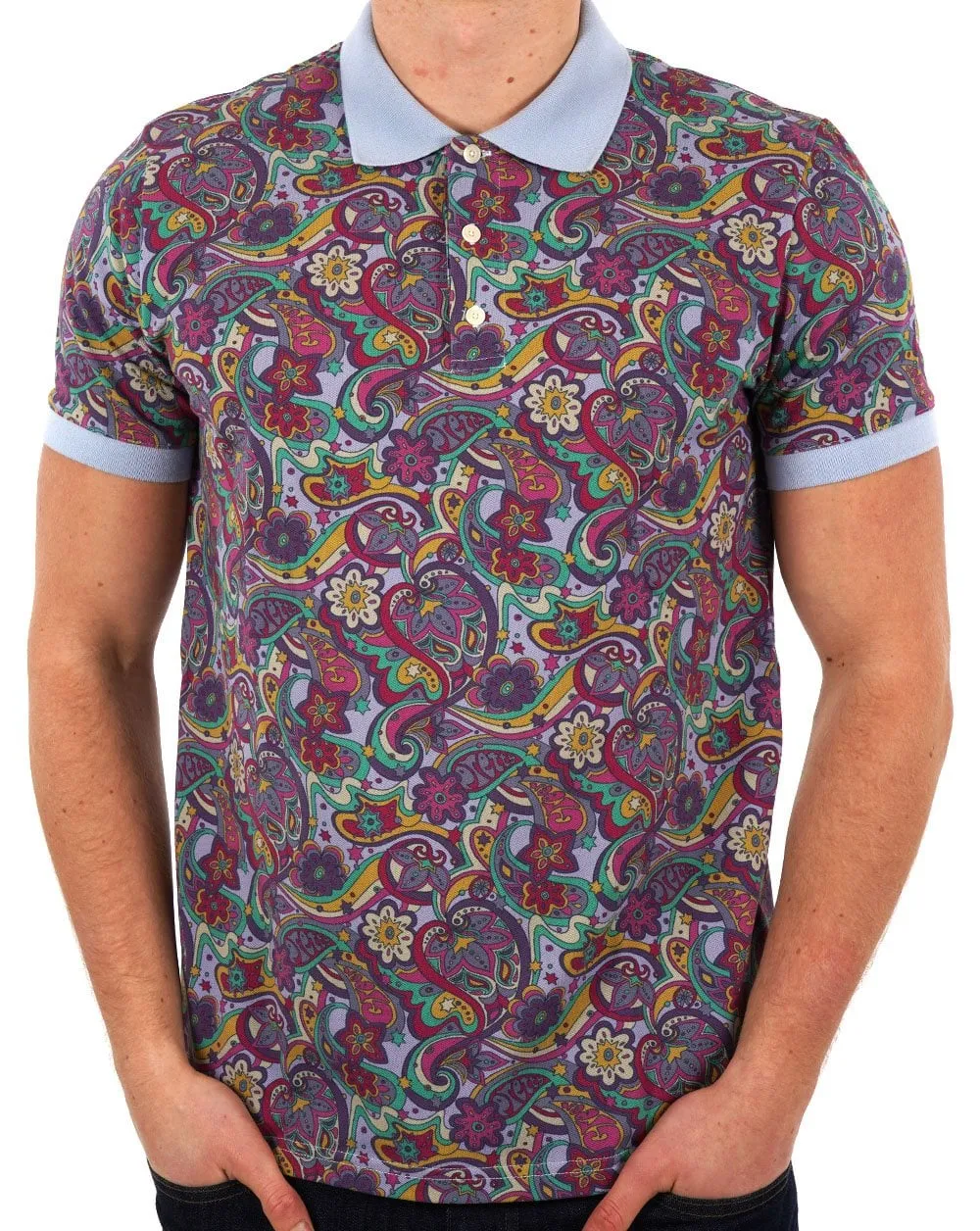 Pretty Green Mystic Paisley Polo Purple