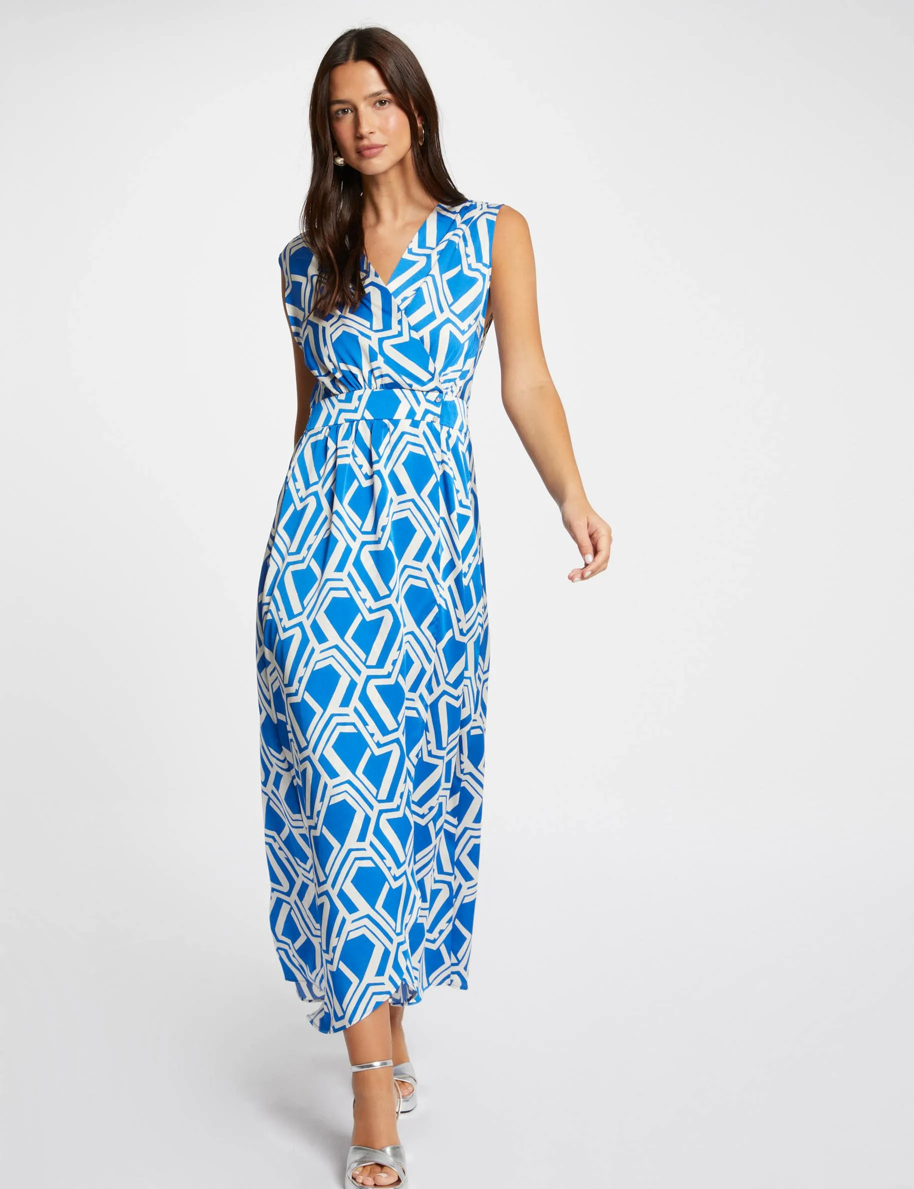 Printed maxi wrap dress multicolored women