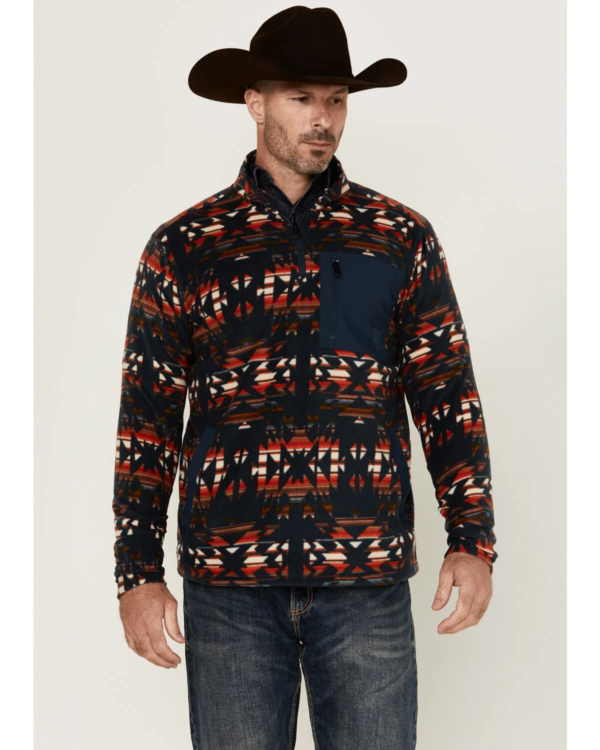 RANK 45® Men's Winston Southwestern Print 1/4 Zip Pullover