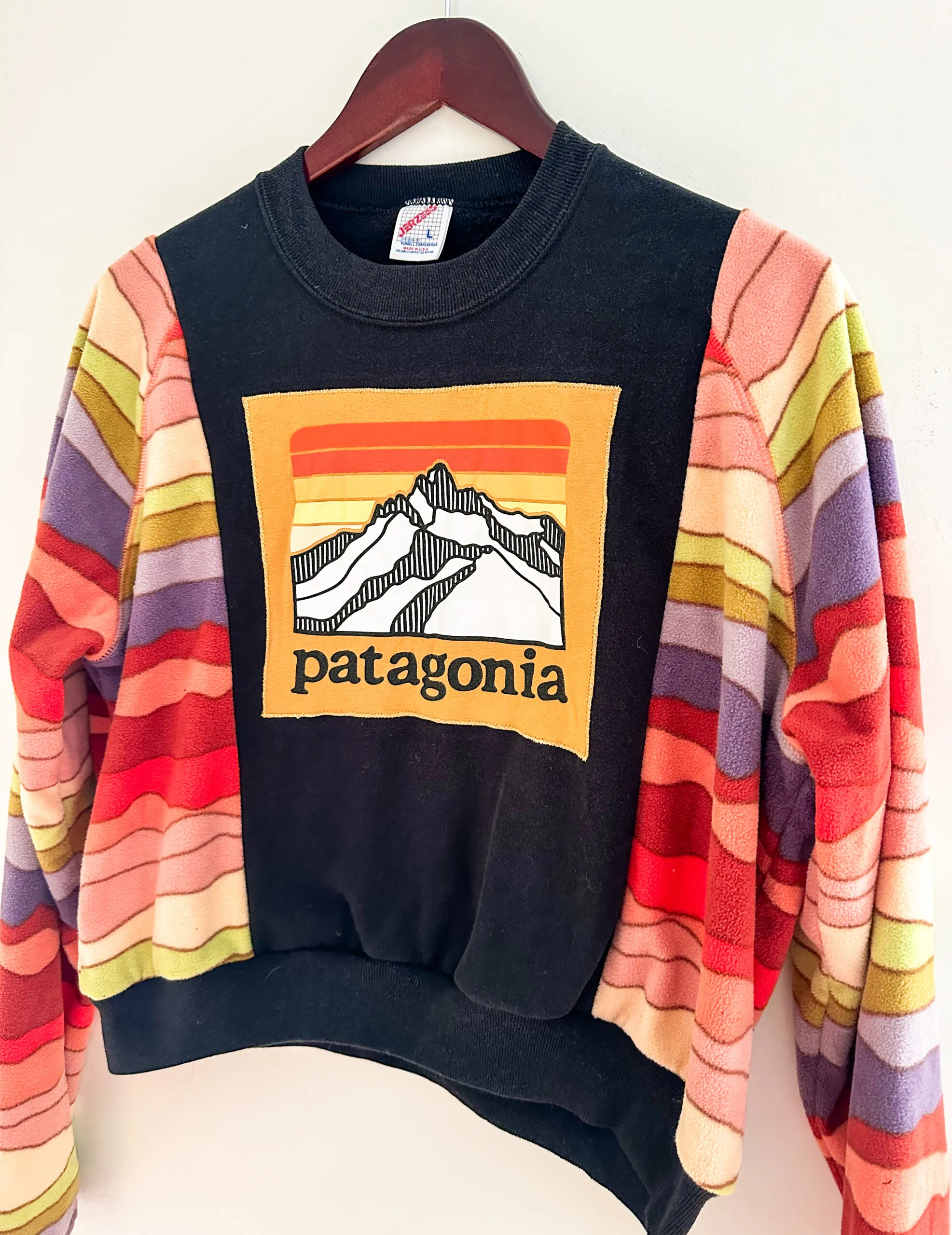 Reworked Wavy Striped Patagonia Crewneck Sweatshirt