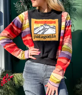 Reworked Wavy Striped Patagonia Crewneck Sweatshirt