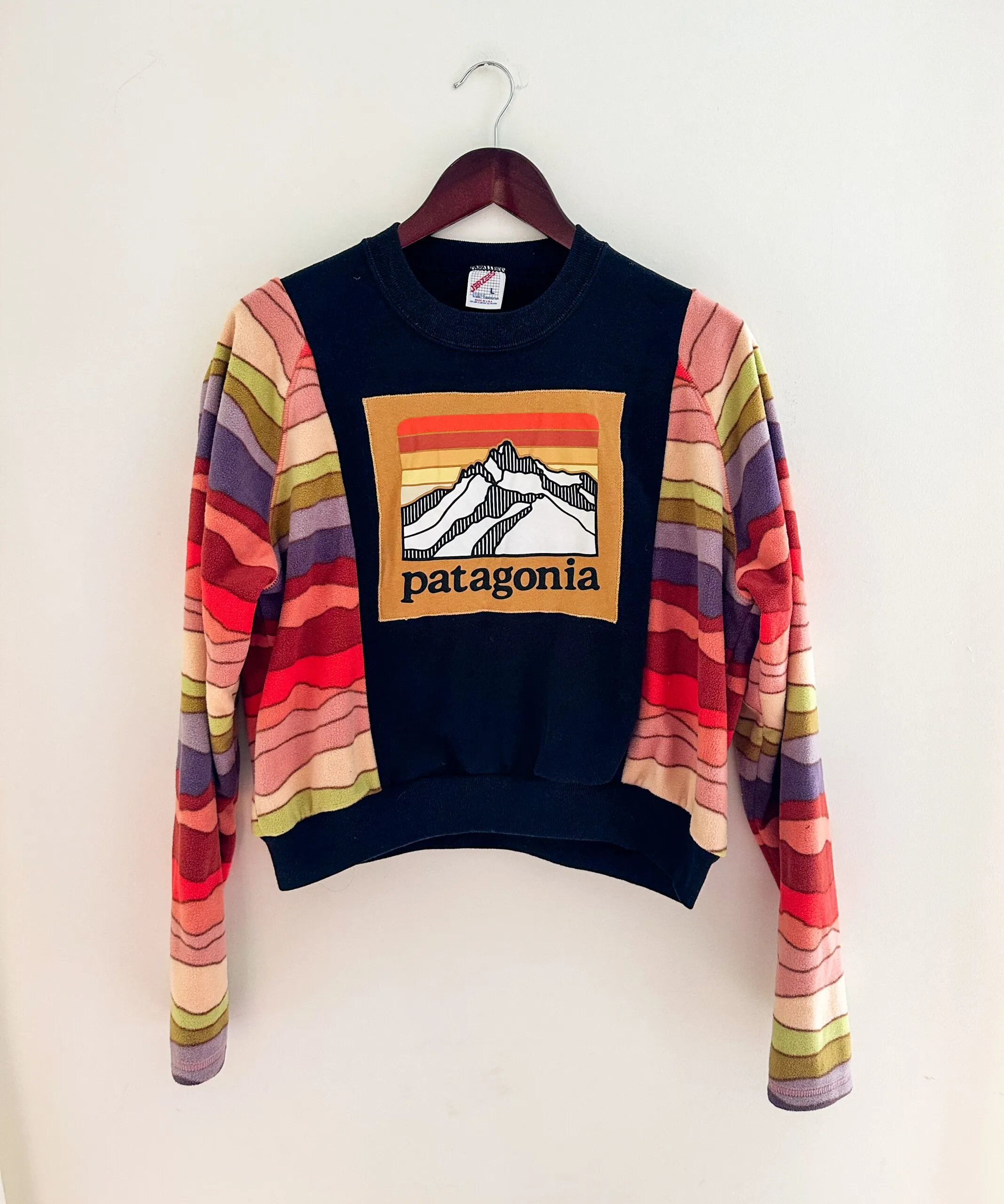 Reworked Wavy Striped Patagonia Crewneck Sweatshirt