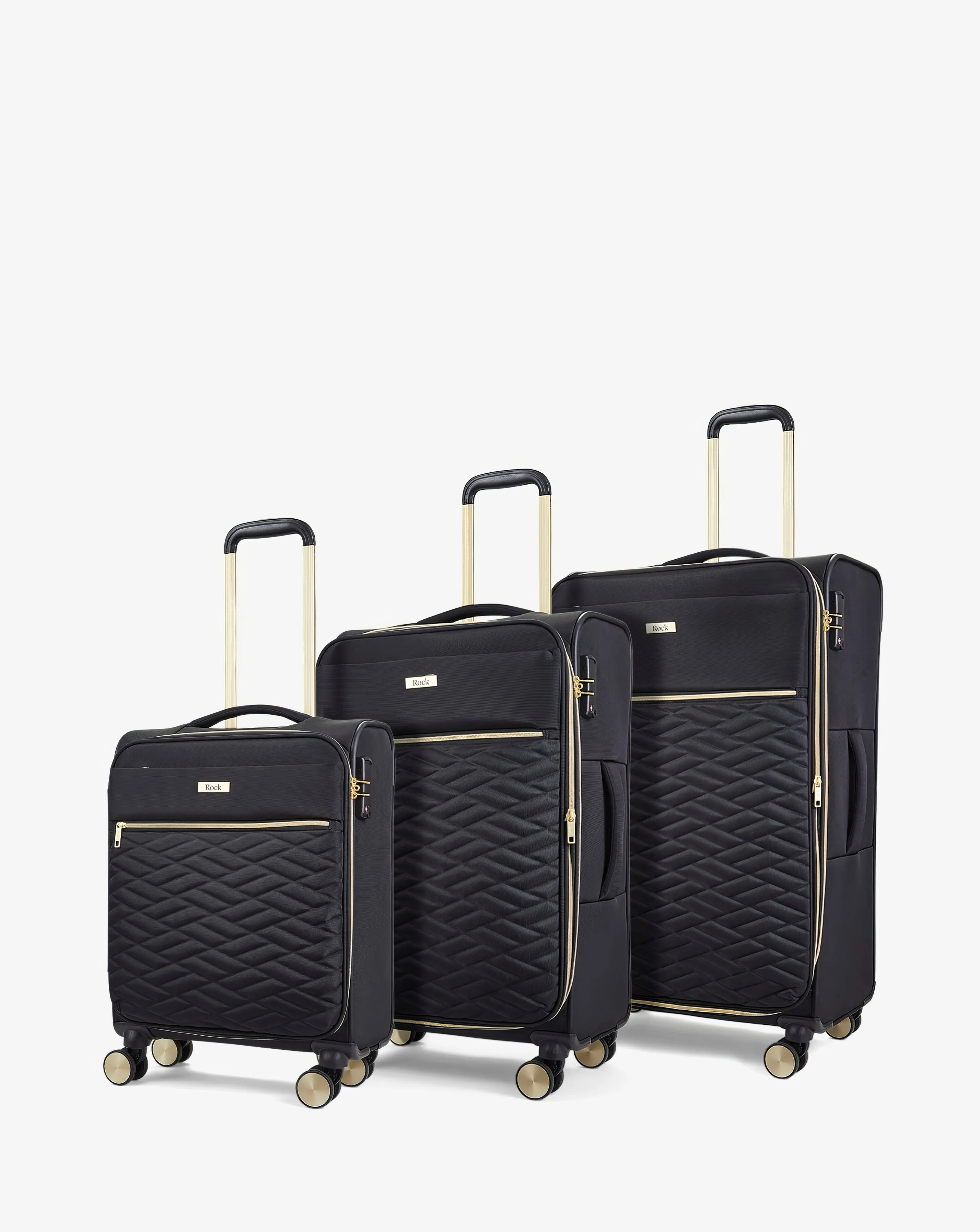 Rock Sloane 3pc Suitcase Set Black | Simply Be