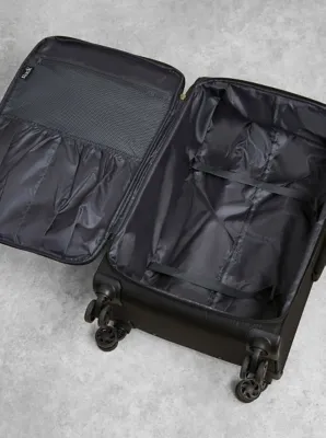 Rock TR-0264-BLK Black Soft Shell Suitcase | Holiday Shop | George at ASDA