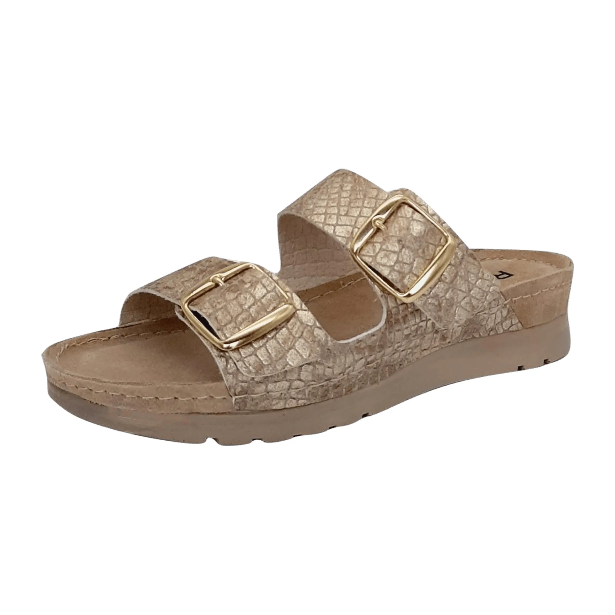 Rohde Cattolica Women's Gold Leather Wedge Sandals Spring Summer Collection