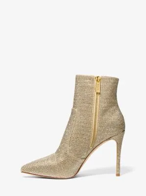 Rue Embellished Glitter Chain-Mesh Ankle Boot