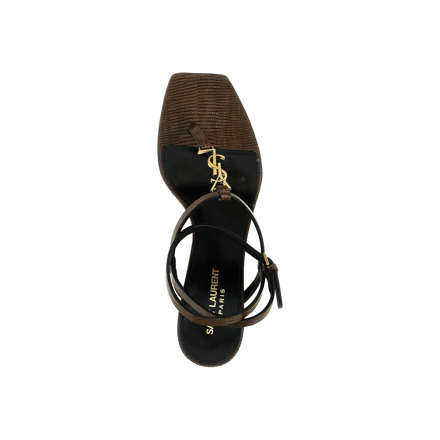 Saint Laurent    Saint Laurent Cassandra Leather Flip Flop Sandals